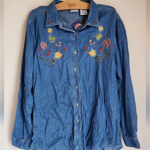 90s Bobbie Brooks Fall Themed Button up shirt Large